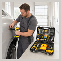 Kit combiné perceuse électrique sans fil 108 pièces 21V avec mandrin auto-serrant, ensemble d'outils de réparation OEM avec batterie 4000mAh pour le travail du bois