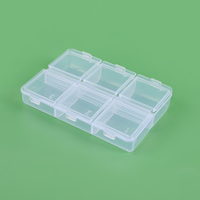 Boîte de rangement transparente en plastique PP pour manucure, fleurs séchées, paillettes, bijoux, boucles d'oreilles, 6 compartiments, rangement indépendant avec couvercle
