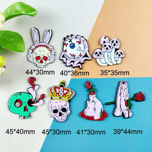 Chunky Halloween Thème Horrible Crâne Fantôme Chauve-Souris Couteau De Cuisine Dangle Pendentif Charmes pour Halloween DIY Collier Boucles D'oreilles Bijoux - Product Image 3