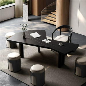 Tối giản gỗ rắn hình Bàn máy tính, thiết kế hiện đại, bàn quản lý hình dạng không đều, Bàn Máy Tính - Product Image 3