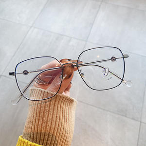 Monture de lunettes en métal irrégulière R5-20056, monture complète, protection contre la lumière bleue, unisexe, verres en acétate, design alphabet anglais - Product Image 2