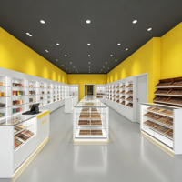 Maßgefertigte Umweltfreundliche Leicht zu Reinigende Hellgelb-Weiße Glas-LED-Parfüm-Vitrine für Hochwertige Einzelhandelsgeschäfte