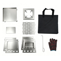 Réchaud à bois portable en acier inoxydable, réchaud de camping, cuisinière d'extérieur avec supports pour casseroles pour faire bouillir de l'eau