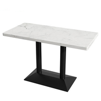 Nouveau design de bureau en pierre frittée Table à manger en marbre artificiel Jambe en acier inoxydable Table à manger pour ménage et restaurant
