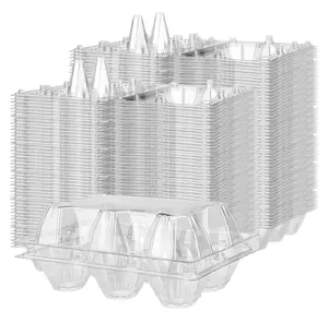 6 Eggs Clear Plastic Egg Cartons Bulk, Reusable Empty Egg Carton, Half Dozen Blank Chicken Egg Tray Holders