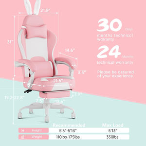 Fábrica <span class=keywords><strong>de</strong></span> <span class=keywords><strong>Bolivia</strong></span>, precio más barato, teclado gratis, silla rosa para juegos, silla reclinable <span class=keywords><strong>de</strong></span> cuero para juegos con reposapiés para niñas - Product Image 3