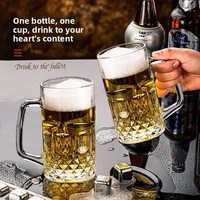 Verre à bière épais de 500 ml avec poignée, style nordique, réutilisable, compatible lave-vaisselle, cadeau d'affaires pour KTV, bar, bière pression