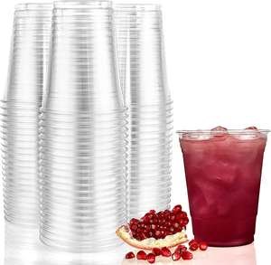 Vasos Desechables de PET con Logotipo Impreso en Serigrafía Personalizada, con Tapas, Tamaños de 12-24 oz, Transparentes, de Pared Simple, para Bebidas de Boba/Té con Leche - Product Image 1