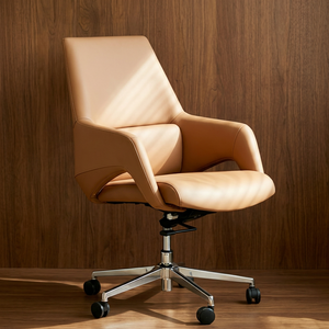 Chaise de bureau ergonomique confortable 360 °   Chaise de direction pivotante avec base en aluminium à 5 étoiles pour la maison et le bureau - Product Image 2