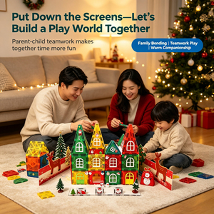 Juego de 86 Piezas de Bloques de Construcción Magnéticos de Plástico para Navidad, Juguetes Educativos STEM con Luz y Sombra, Regalo para Niños - Product Image 5