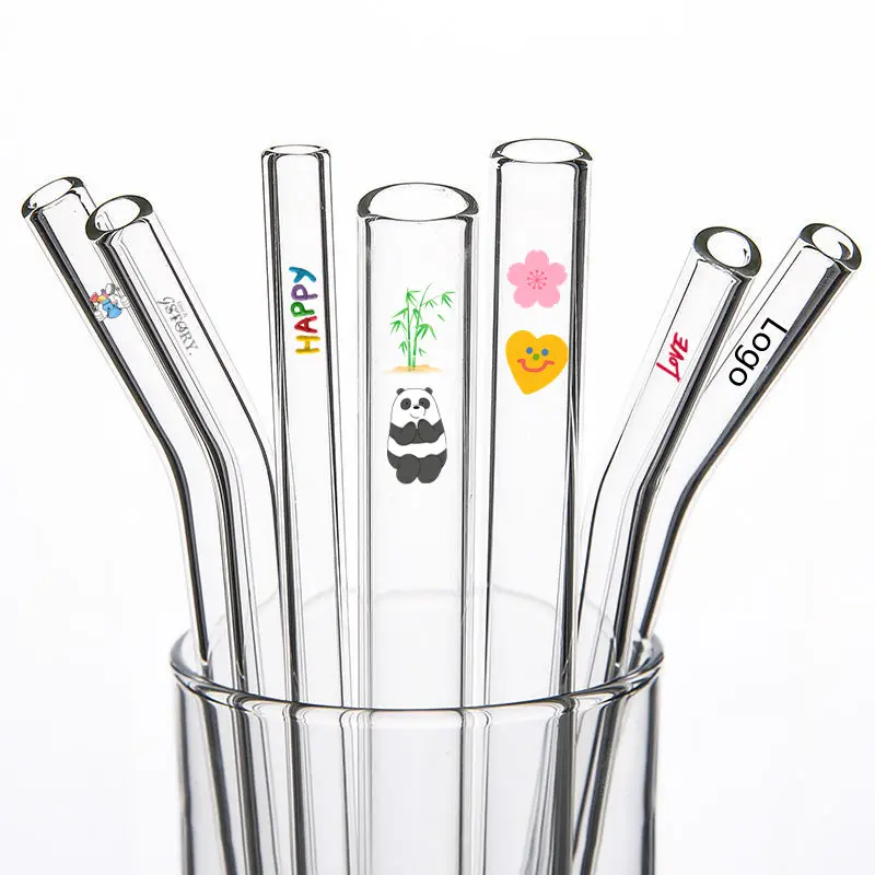 Handgemaakt Borosilicaat Bpa-Vrij Glasstro Met Print Voor Melksap Drink Kleur Rietjes Voor Whiskyreep 2023 Nieuwe Productideeën 2023 Nieuwkomers