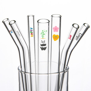 Para pajitas de color para bebidas de jugo de leche 2024, ideas de nuevos productos, vidrio sin Bpa de borosilicato hecho a mano para barra de whisky, 1 pieza con estampado - Product Image 1