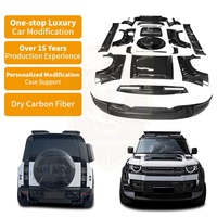 Pour Land Rover Defender 110 Kit de carrosserie en Fiber de carbone sèche Style KN lèvre avant Canards roue sourcils garde-boue évents capot moteur