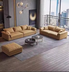 Sofá Chesterfield de lujo moderno italiano, diseño nórdico único, cuero genuino, madera, hogar, Villa, muebles de sala de estar personalizables - Product Image 3