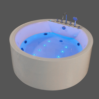 Baignoire de massage à remous ronde moderne en acrylique avec jets en verre pour 4 personnes, baignoires Jacuzzi