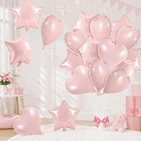 Ensemble de ballons en feuille en forme de cœur et d'étoile multicolores pour anniversaire, bleu, violet, rose, vert, rouge, marron, crème, pour garçons, filles, baby shower, décoration de fête