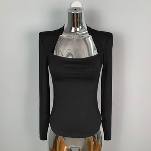 Maglietta Casual tinta unita da <span class=keywords><strong>donna</strong></span> scollata rivelatrice con Slim Fit vita Versatile Top a maniche lunghe tinta unita - Product Image 6