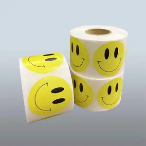 Smiley Hot Selling Smiley Face Sticker Roll Ins Self-adhesive Smiley Face Sticker Customization Color Label Roll Customization