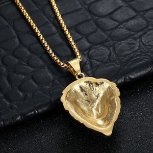 Collier pendentif tête de lion en acier inoxydable plaqué or avec cristaux sertis pavé, bijou unisexe, cadeau - Product Image 4