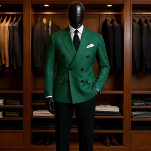 Costumes d'affaires formels pour hommes, 2 pièces, veste grise, pantalon noir, double boutonnage, revers pointus, Terno, vêtements sur mesure pour <span class=keywords><strong>homme</strong></span> - Product Image 4