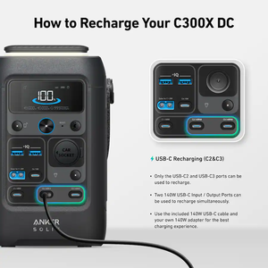 Anker SOLIX C300X DC 288Wh สถานีพลังงานแบบพกพา 300W ชุดเครื่องกำเนิดพลังงานแสงอาทิตย์พร้อมแผงโซลาร์เซลล์ 60W ช่อง USB-C 140W สำหรับการตั้งแคมป์กลางแจ้ง - Product Image 5