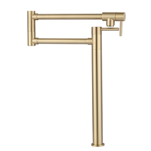 Dual Handle Single Hole Deck <b>Mounted</b> Brass Pot Filler Faucet 360 Degree Rotate Pull <b>Spray</b> Brushed Gold Finish Hotel Kitchen Use - Product Image 2