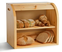 Boîte à pain en bambou double couche avec couvercle roulant, conteneur à pain de haute qualité pour boulangerie, maison, style ferme, bac de rangement alimentaire