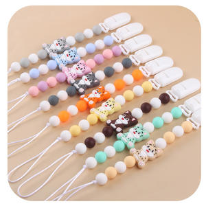 <span class=keywords><strong>Nombre</strong></span> personalizado soporte para chupete de bebé <span class=keywords><strong>con</strong></span> patrón de dibujos animados Clip Cadena de silicona cuentas para la dentición pezones Clip Baby Shower regalo - Product Image 1