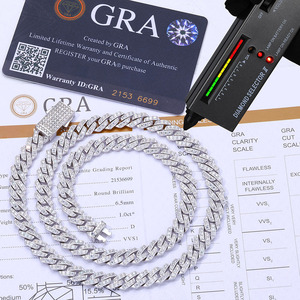 Kalung Hip-Hop <span class=keywords><strong>Cross</strong></span>-Border Perak Sterling S925 Moissanite Pria Rantai Kuba 8mm Perhiasan Kelas Atas - Product Image 3