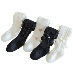 Collection Printemps-Automne Collants en Maille Leggings à Nœud en Coton Peigné Fins pour Filles et Bébés Filles - Product Image 1