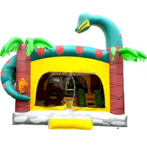 Château gonflable à rebond de dinosaure 15x15, maison de saut avec souffleur