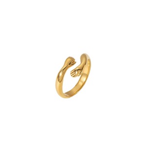 Lovers Open Adjustable <b>Ring</b> 18K Gold Plated <b>Titanium</b> Steel Unisex Gift Jewelry - Product Image 3