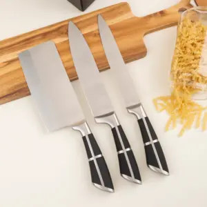 Set pisau dapur 6 potong karbon tinggi, Set pisau blok gaya baru gagang berongga ramah lingkungan, dapat disesuaikan, memotong Logo