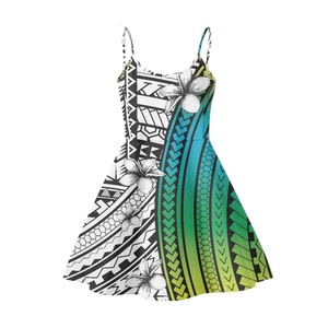 Polynesian Tribal của Phụ Nữ Mùa Hè Dresses 2025 Floral Print Casual Pleated Không Tay Crewneck Tank Sundress Mini Dress Cho Bãi Biển - Product Image 3