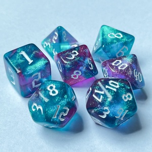 Unique Sickle Font Glitter Chameleon <span class=keywords><strong>Color</strong></span> mezclado Acrílico Dados Poliédricos Juego de rol Juego de dados DND para mazmorras y dragones - Product Image 3