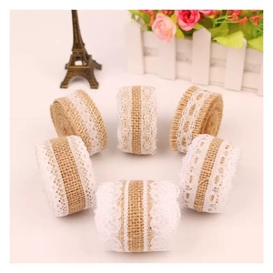 White Lace Decorative <strong>Jute</strong> Burlap <strong>Ribbon</strong> - Product Image 5