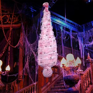 Oggetti di scena Horror di Halloween casa infestata gonfiabile capovolta 60 pollici spaventosi insanguinati finti cadavere decorazioni con ragnatela - Product Image 3