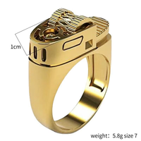 Bague créative en forme de briquet, style punk européen et américain, plaquée or