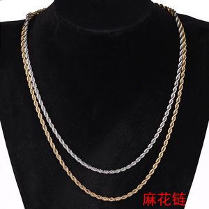 Người đàn ông sang trọng tùy chỉnh dây chuỗi vàng thép không gỉ Twist Chuỗi vòng cổ - Product Image 5
