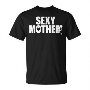 T-shirt Sexy Mother en coton noir unisexe pour adulte, col rond, manches courtes, promotionnel - Product Image 3