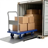Chariot de manutention pliable à quatre roues en alliage d'aluminium et plastique OEM, robuste, capacité 500 kg, pour entrepôt d'usine