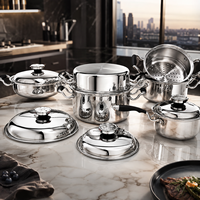 Panci dan wajan Stainless Steel 5 lapis, peralatan masak tanpa minyak, panci induksi keamanan, pencuci piring Microwave