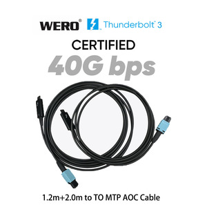 Câble optique actif <span class=keywords><strong>Thunderbolt</strong></span> <span class=keywords><strong>3</strong></span> (AOC) 40 Gbps, 5 m, 10 m, 15 m, 25 m, 50 m, câble en fibre MTP, câble de données TB2 20 m - Product Image 1