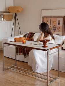 Tavolino da Caffè <span class=keywords><strong>Rio</strong></span> in Stile Mid-Century, Design Pieghevole Due-in-Uno in Ferro, Arredamento per Soggiorno, Ufficio e Casa per Piccoli Appartamenti - Product Image 5