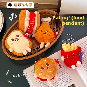 Llaveros de Peluche Pequeños con Forma de Hamburguesa y Papas Fritas, Muñecas de Juguete para Máquina de Garras, Regalo de San Valentín - Product Image 4