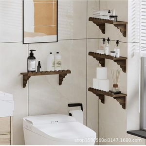 Wooden Wave Shaped <b>Wall</b> Mounted <b>Floating</b> <b>Shelf</b> Solid Wood Storage Rack For Bathroom Cosmetic Organizer Rectangle Durable - Product Image 4