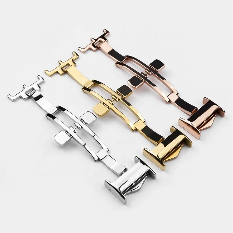 High Quality Stainless Steel Butterfly Double Snap Watch Strap Band Buckle Clasp For Men And Women Watch Belt Buckle Parts