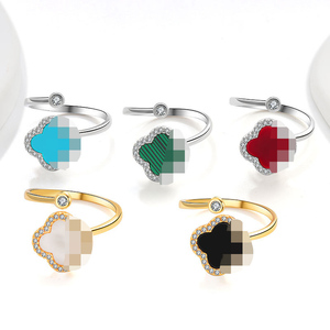 Bague anti-anxiété rotative et ajustable en forme de trèfle à quatre feuilles, design simple, plaquée or 18 carats, bijoux pour filles et femmes - Product Image 4