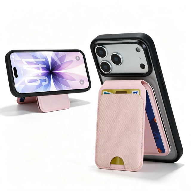 Magnetic Card Holder New Luxury Multi-Functional PU Leather Foldable Phone Stand Multi Card Slots Wallet for iPhone 18 Pro Max
