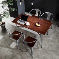 Table et chaises de salle à manger en bois et fer de style loft vintage industriel de luxe en gros pour restaurant, fast-food, café